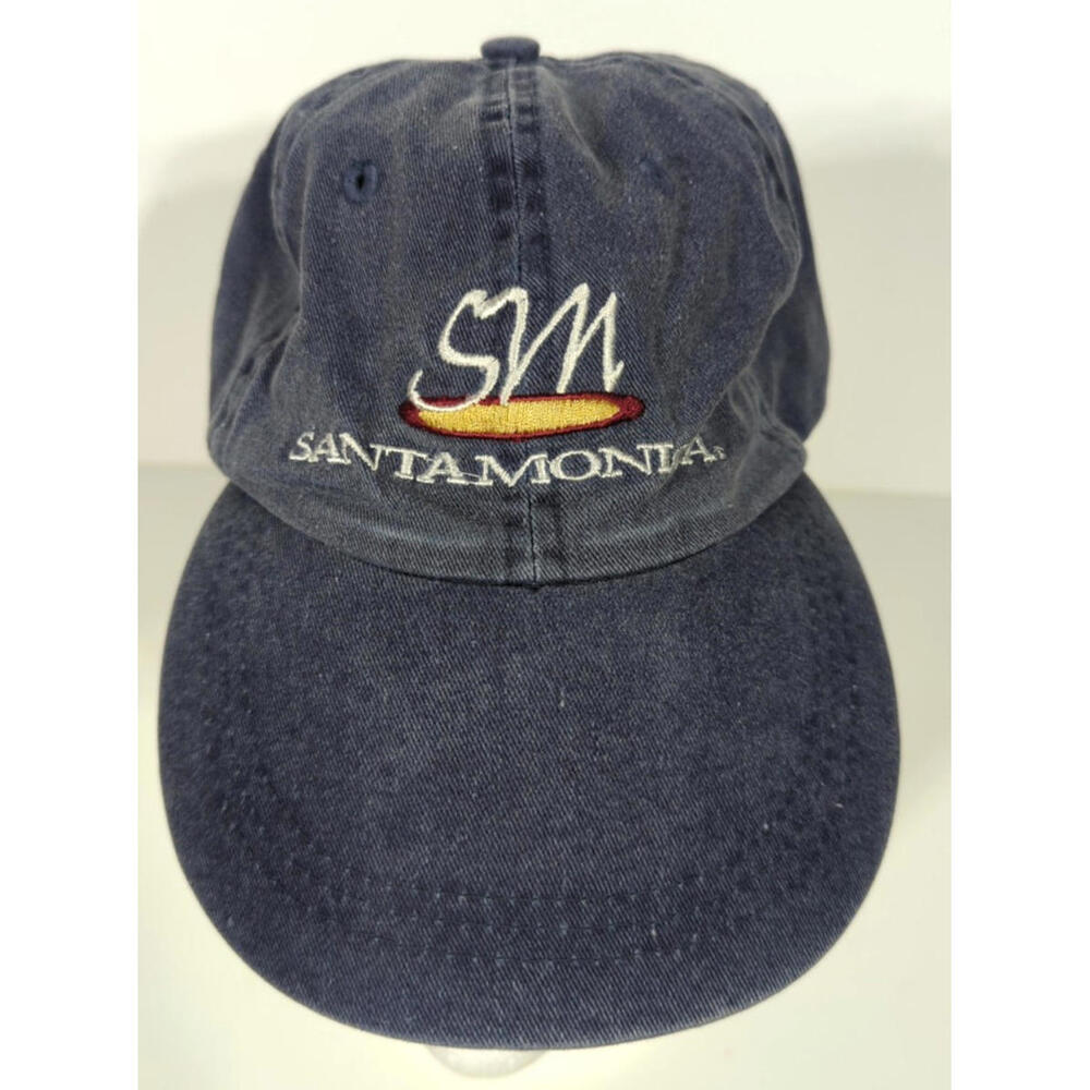 Santa Monica California Cap Hat Gray/Blue Strap Back Embroidered Beach Baseball